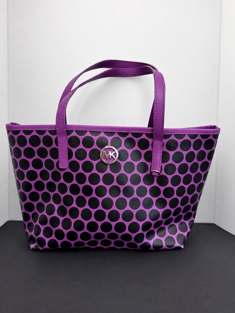 Michael Kors Kiki Large Polka Dot Print Tote Pomegranate & Black